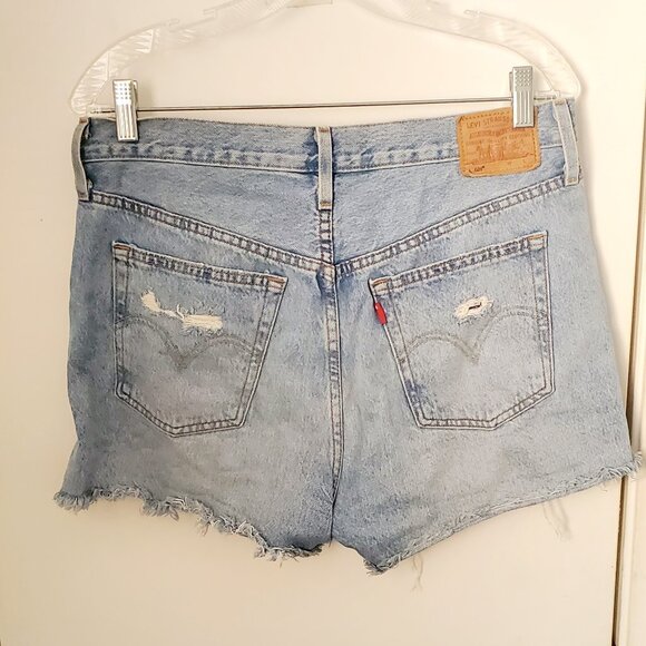 Levi's Premium 501 Button Fly Distressed Shorts Women's Size 30 - Picture 2 of 10